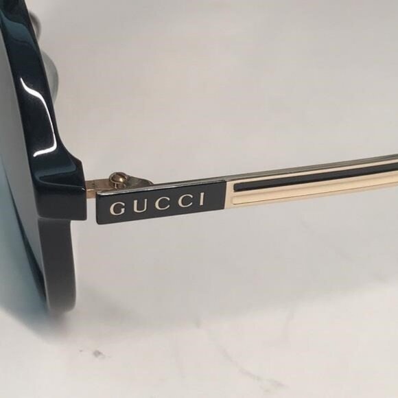 New Authentic  Gucci GG0829SA 002 – Black & Ruthenium Aviator Green Lenses ✨ - Picture 6 of 11
